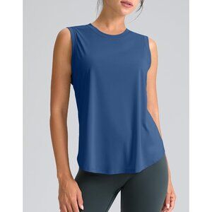 👑Women's Blue Pull Over Sleeveless Breathable Running Tennis Yoga Tank Top